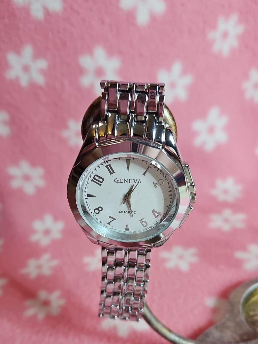 Geneva Silver White Dial Men's Bracelet Watch